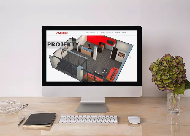 Zdjęcie strony Ameco Interiors na monitorze